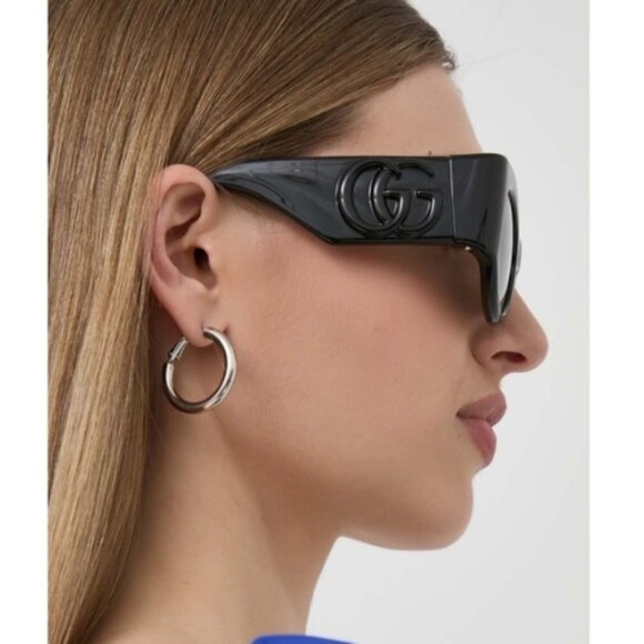 NEW GG1544S 001 53 GUCCI BLACK ROUND WRAP SUNGLASSES GUCCI - Picture 3 of 4